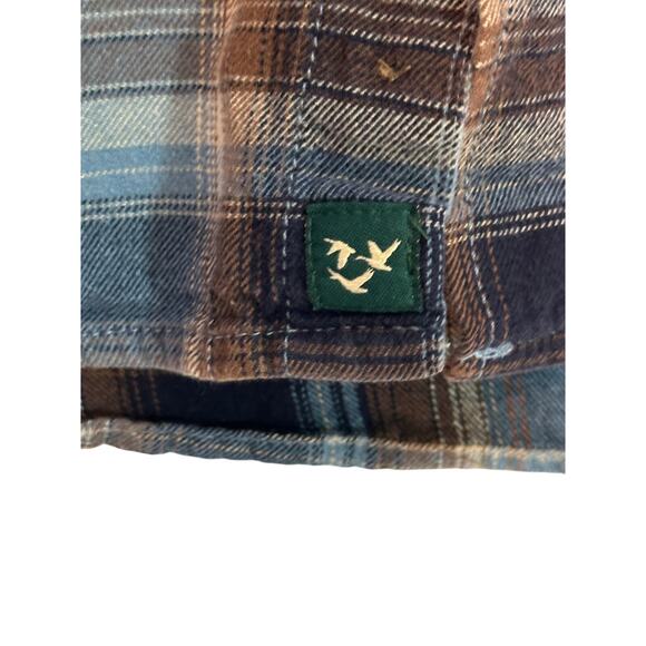 Outdoor Life Blue Brown Flannel Button Casual Shirt size Large - Picture 5 of 9